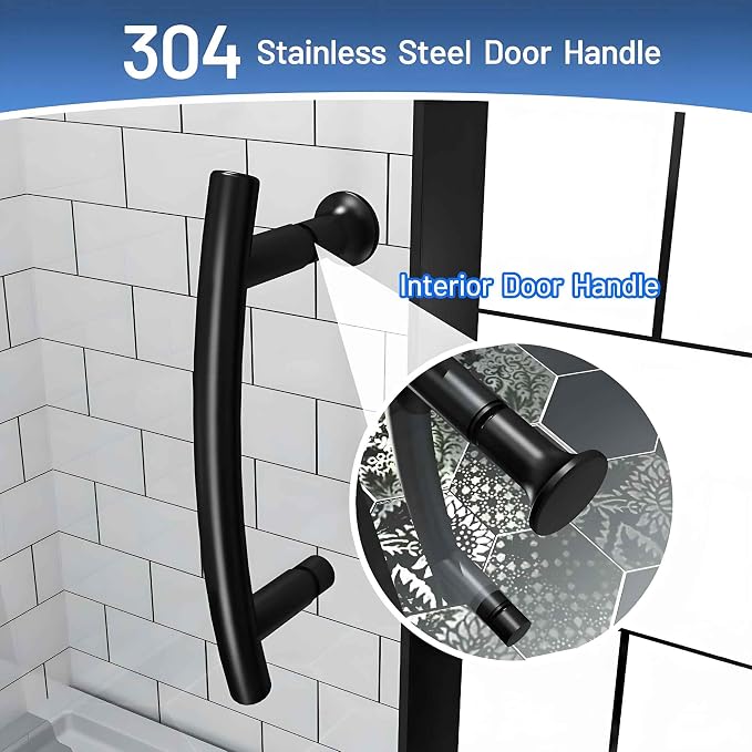 Pivot Glass Shower Door, 38-42" W x 71" H, 1/4" Clear SGCC Tempered Glass - Image 9