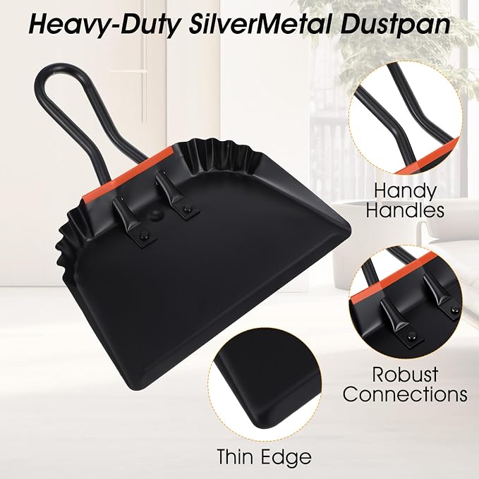 4 Pack 12 inch Heavy Duty Metal Dustpan Large Wide Dust Pans - Image 3