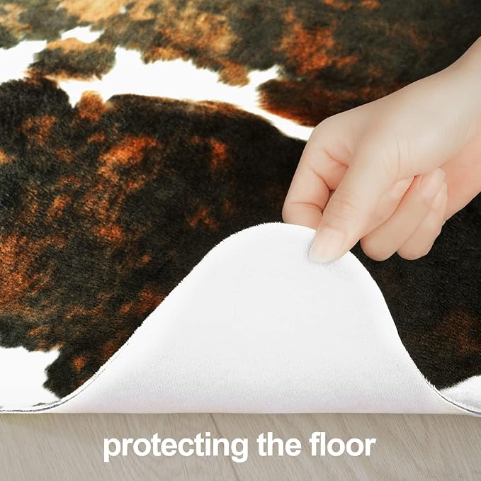 Amearea Faux Cow Hide Rug 3.2x2.3 Feet, Premium Western Home Decor Cow Print - Image 3
