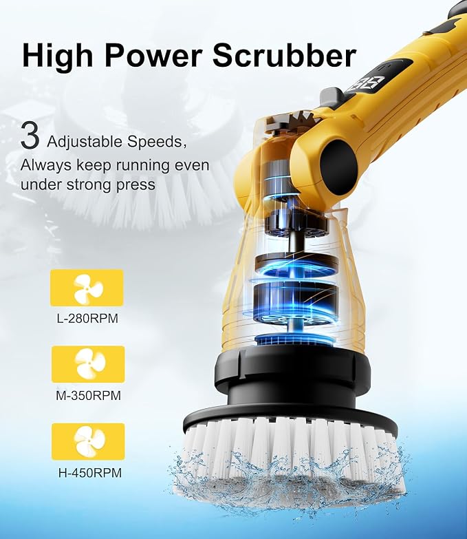 Electric Spin Scrubber with 8 Replaceable Brush Heads 6 Adjustable Angle - Image 2