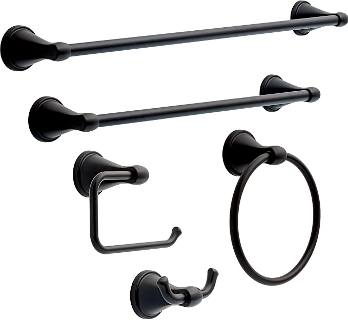 Delta Faucet Becker Toilet Paper Holder, Matte Black, Wall Mounted Euro Hook - Image 3