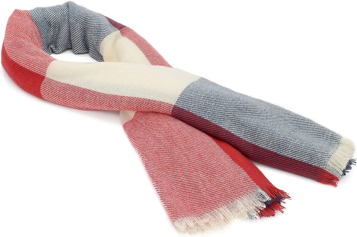 American Trends Women's Cozy Warm Winter Fall Blanket Scarf Stylish Soft Chunky Checked Giant Scarves Shawls