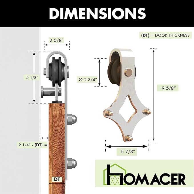 Homacer Brushed Nickel Non-Bypass Sliding Barn Door Hardware Kit, - Image 8