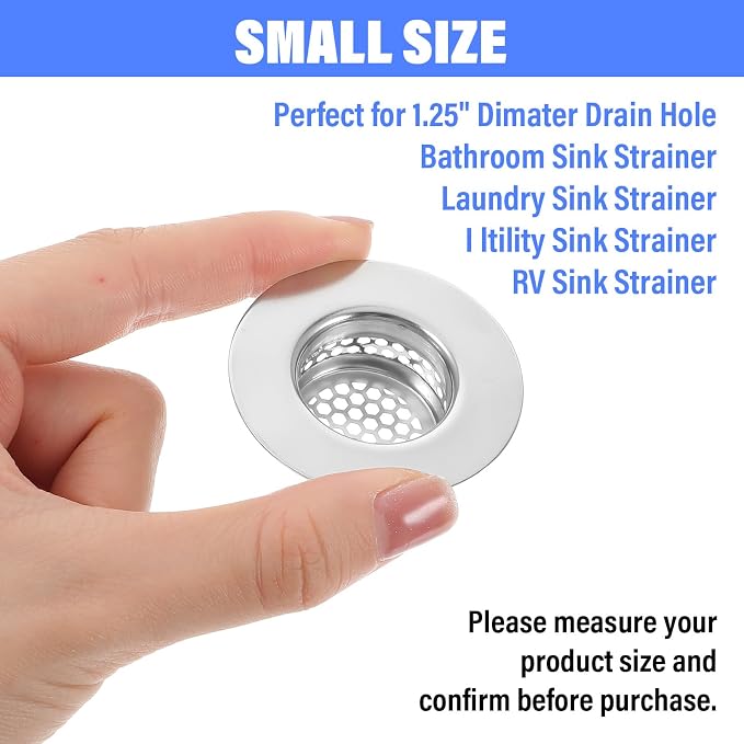 4 Pcs Bathroom Sink, Bathtub Drain Cover Drain Strainer Hair Catcher Stainless - Image 3