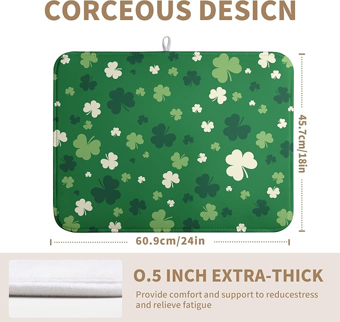 Green Shamrock St. Patrick's Day Dish Drying Mat - Image 2