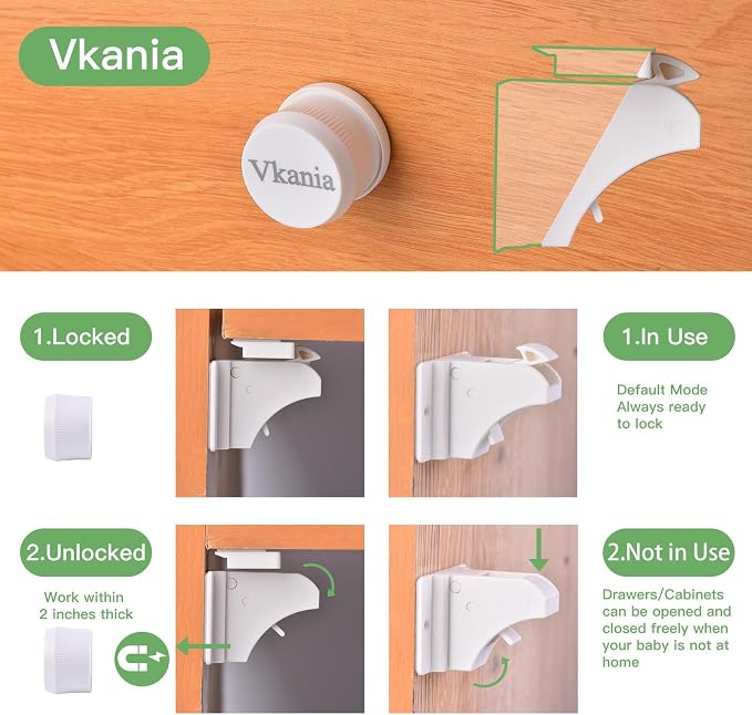 2 Pack Vkania Magnetic Cabinet Locks Keys - Image 6