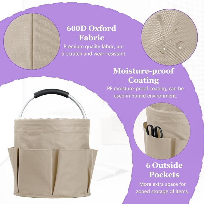 17L Cleaning Supply Caddy with Soft Handle, Portable Shower Caddy in 600D - Image 5