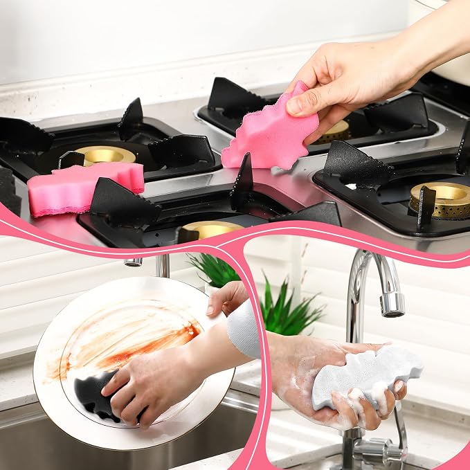 Tioncy 12 Pack Bat Kitchen Sponges Bulk Dual Sided Scrubber Sponges Dishwashing - Image 4