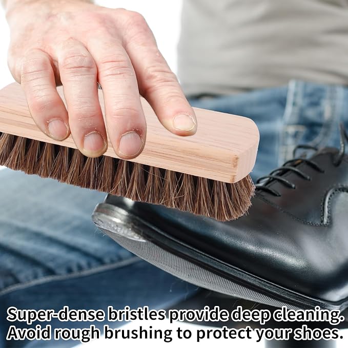 2pcs Horsehair & Rubber Shoe Brush Set, 2 Styles Boot Magic Eraser Cleaning - Image 5