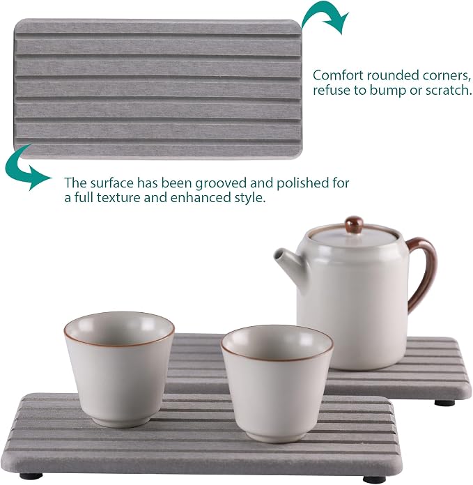 2 PCS Water Absorbent diatomite Coasters, 8.3" x 4" Water Absorbing Stone Tray - Image 6