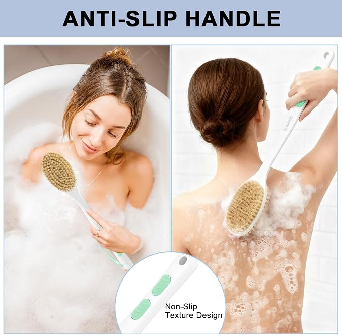 Back Scrubber for Shower with Long Handle, Exfoliating Bath Brush for Body - Image 4