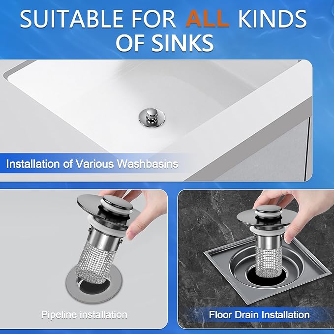Sink Stopper Hair Catcher, Pop-up Sink Drain Strainer - Image 7