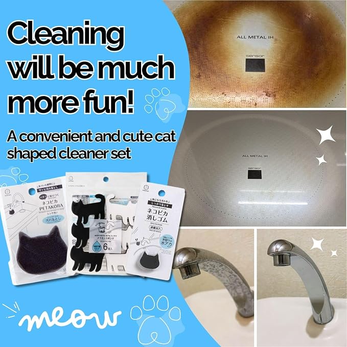 Cute Kawaii Cat-Shaped Sink Sponge, Cleaning Eraser, Melamine Kitchen Sponge - Image 2