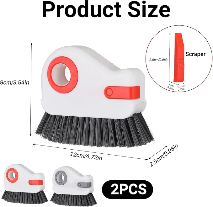 2 PCS Groove Cleaning Brush 2 in 1 Window Track Cleaning Tool Crevice Cleanings - Image 2