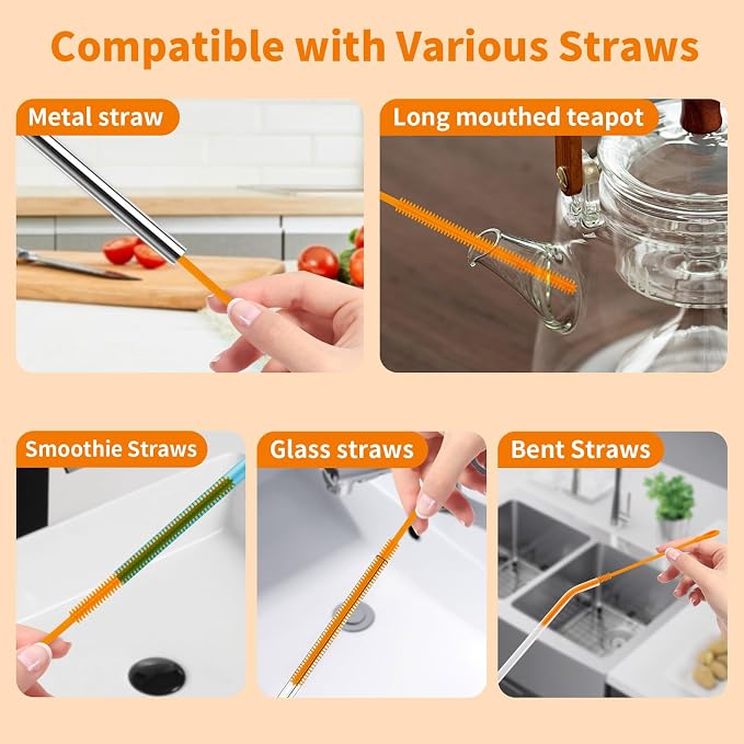 2Pcs Silicone Straw Cleaner Brush, 9.84in Reusable Straw Cleaner - Image 5