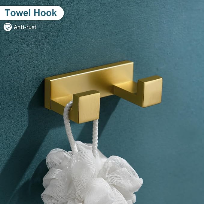 TNOMS 4-Piece Modern Gold Bathroom Hardware Accessories Set - Image 5