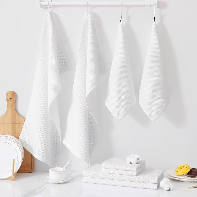 Homaxy 100% Cotton Kitchen Towels and Dishcloths Set, 12 x 12 Inches and 13 x - Image 7