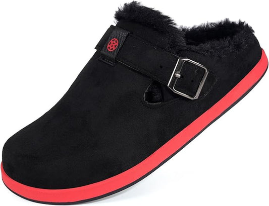 Fur Lined Clogs for Women Men Suede Winter Slippers Arch Support Slip on Mules - Image 2