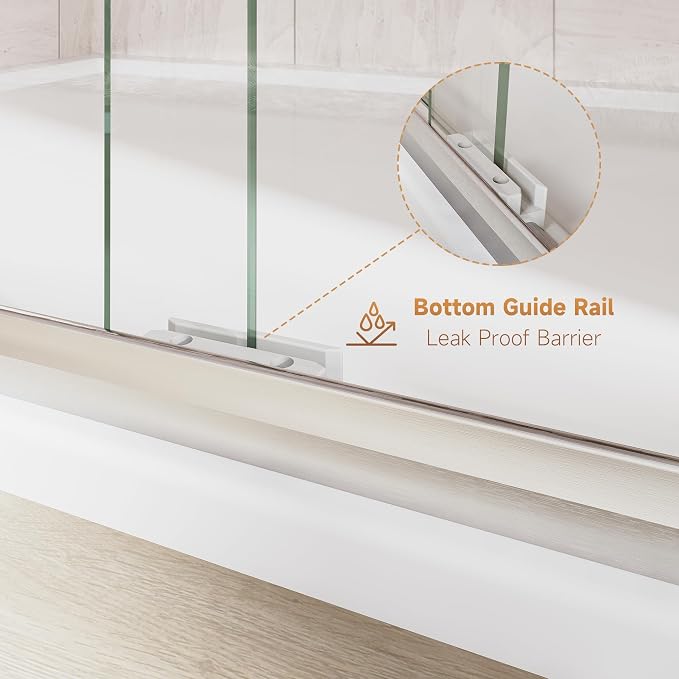 Shower Door 44-48 in. W x 72 in. H, UCALAFEE Semi-Frameless Double Sliding - Image 3
