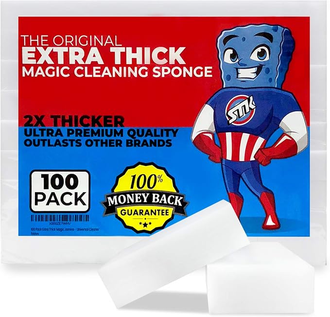 100 Pack Extra Thick Magic Cleaning Sponges by STK