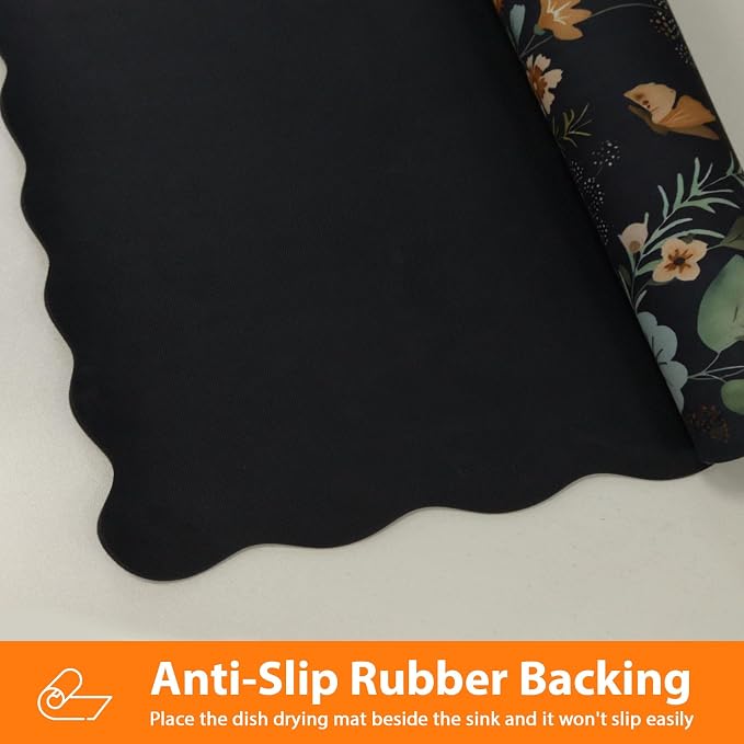 Scalloped Bohemian Coffee Bar Mat Dish Drying Mats - Image 6