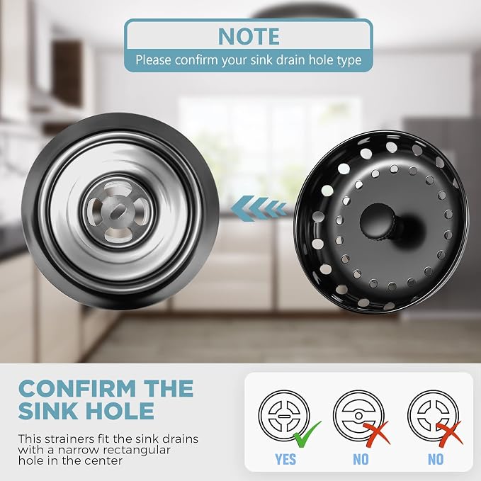 Mudder 3 Pcs Kitchen Sink Drain Strainer and Stopper Stainless Steel Garbage - Image 3