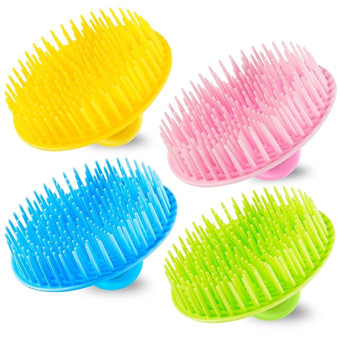 4Pack Hair Scalp Exfoliator Brush Dandruff Cleaning Brush, Flexible Scalp by YEALIFE