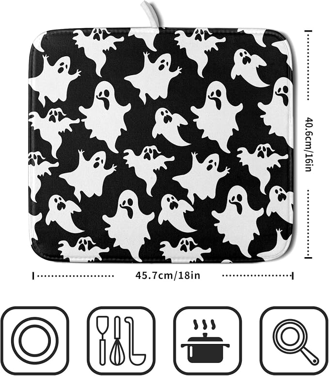 Halloween Bat Ghosts Dish Drying Mat - Image 2