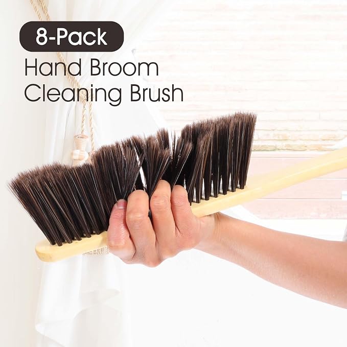 8 Pieces Hand Broom Brush, Natural Wooden Dust Brush Soft Bristles Dusting - Image 4