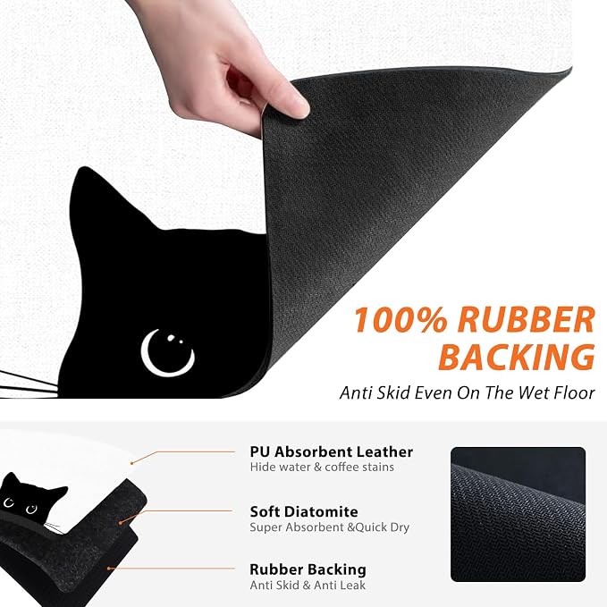 Black Cat Dish Drying Mat - Image 6