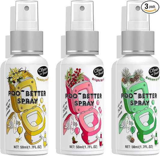 Clean-n-Fresh Holiday Toilet Spray, 3 Pack Gift Set- Balsam & Cedar/Toasty by Clean-n-Fresh