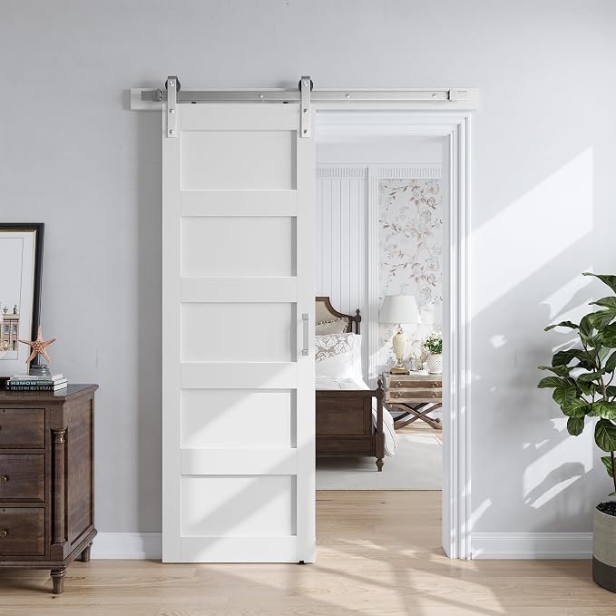 SmartStandard 28x84 inch White Barn Door by SMARTSTANDARD
