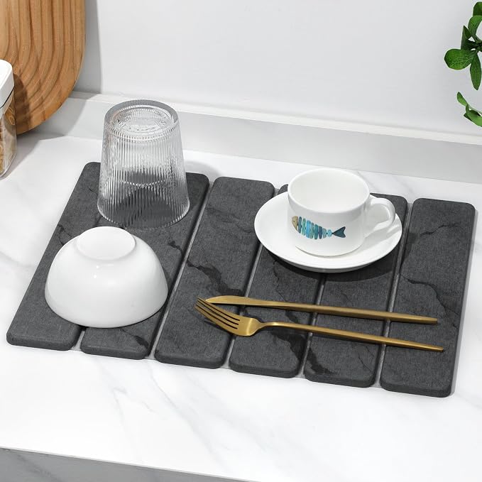 2 PCS Stone Dish Drying Mat for Kitchen Counter, Quick Dry Stone Dishes Mats - Image 8