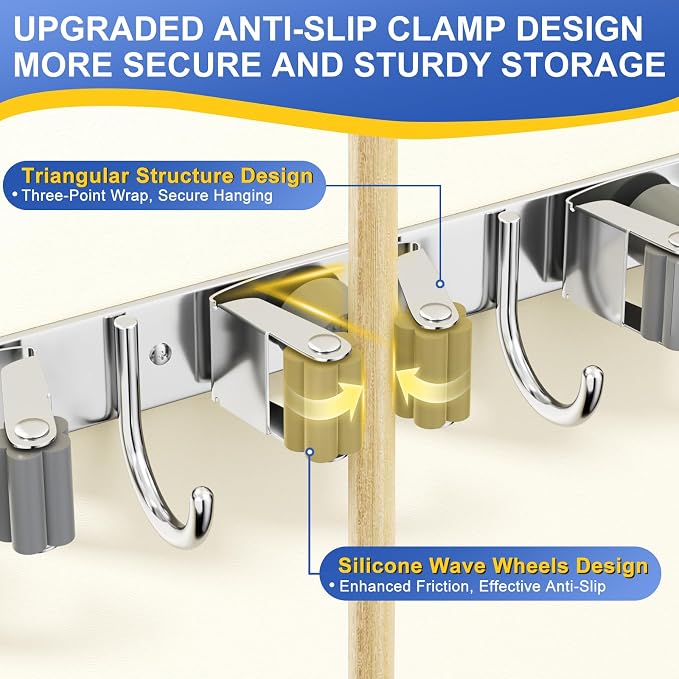 Mop Broom Holder Wall Mount Mop and Broom Holder - Image 3