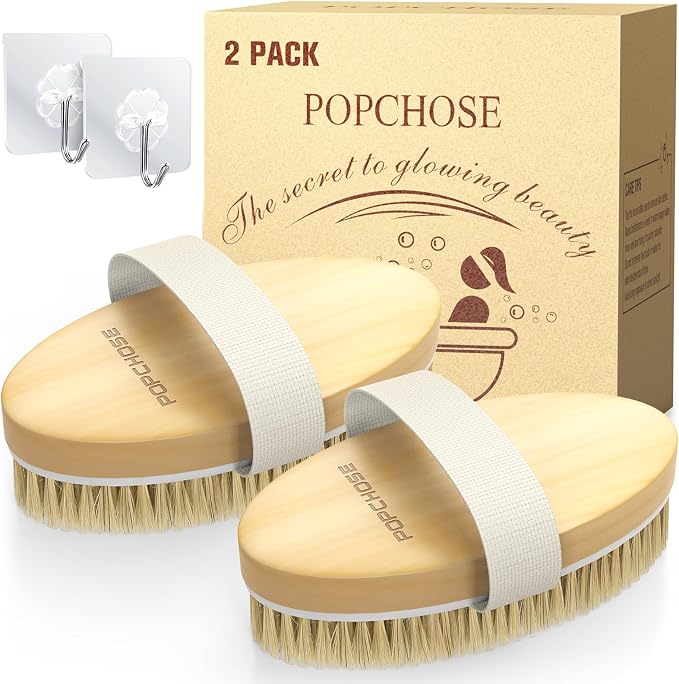 POPCHOSE Dry Brushing Body Brush, Natural Bristle Dry Skin Exfoliating Brush by Popularchoicesfromhere
