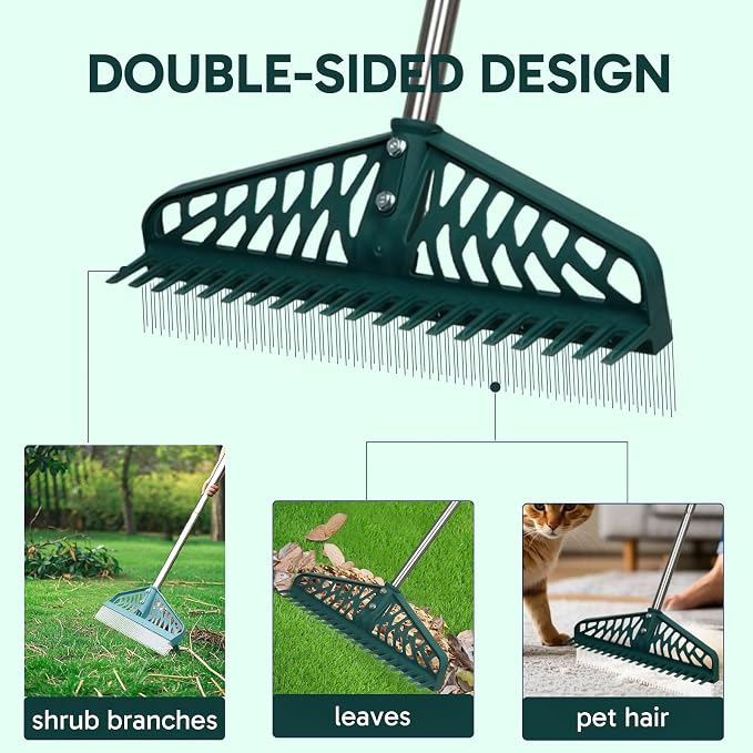 Artificial Grass Rake Innovative Double Sided Turf Rake, 60-Inch Adjustable - Image 2