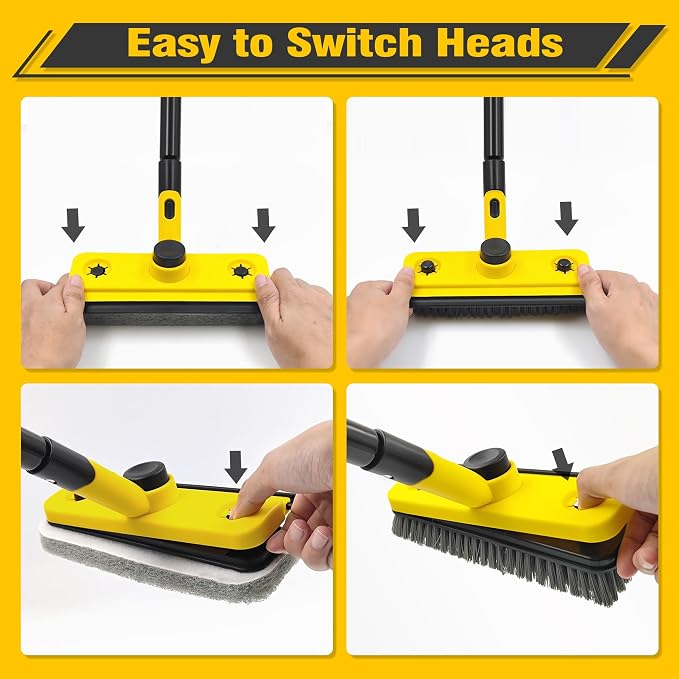 JEHONN Shower Cleaning Brush, 53.5 inches Long Handle Scrubbing Brush, 3-in-1 - Image 5