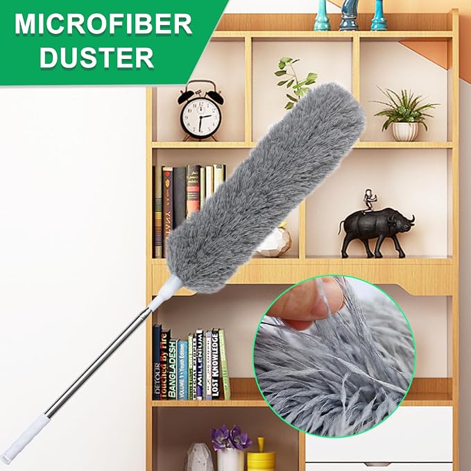 100" Extra-Long Microfiber Feather Duster, Extendable Pole Dusters, Telescoping - Image 5