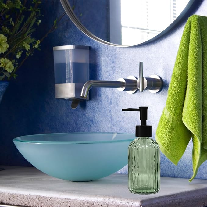 Green Glass Soap Dispenser - Image 5