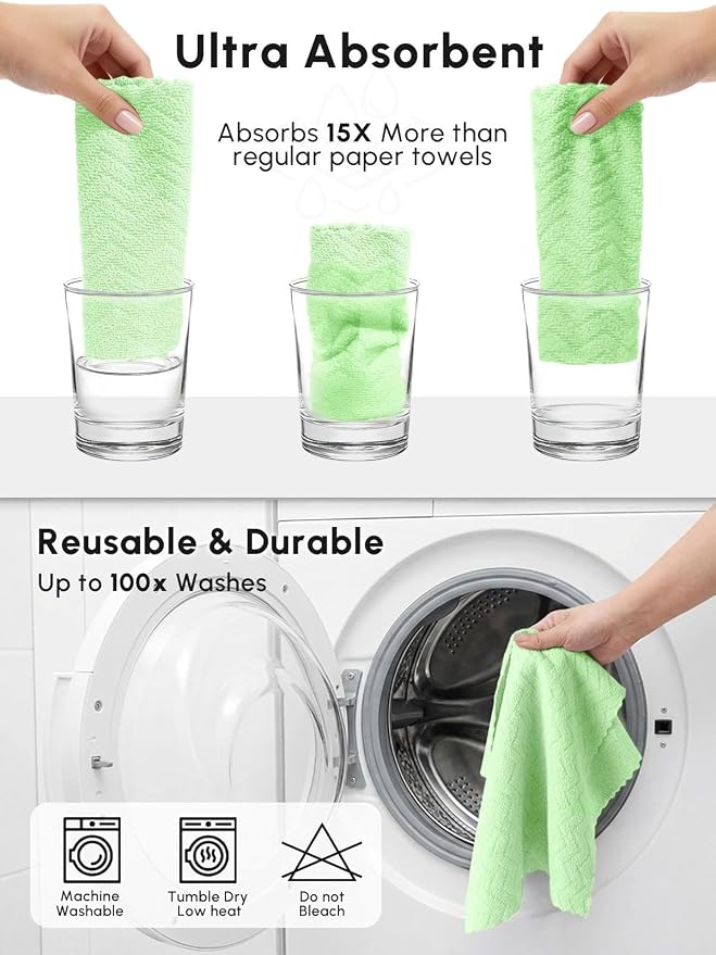 Microfiber Cleaning Cloths Roll, 75 Pack Tear Away Microfiber Towels Roll - Image 7