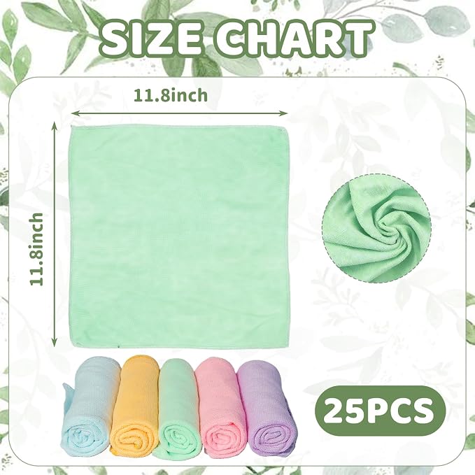 25 Pack Microfiber Cleaning Cloths（11.8x11.8In），Thin Microfiber Towels Bulk - Image 2