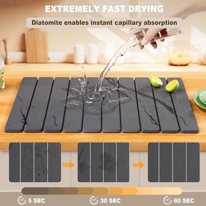 Dayacoco Stone Drying Mat for Kitchen Counter, Large Quick Dry Stone Mat - Image 3