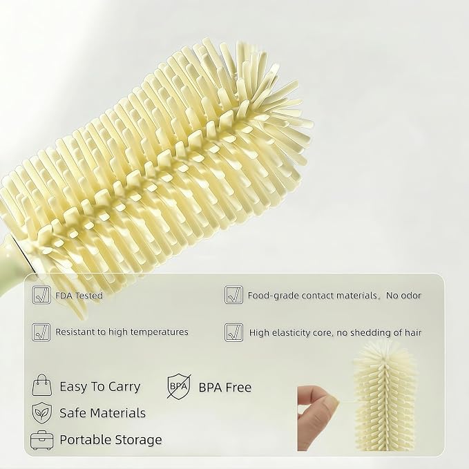 8-in-1 Baby Bottle Brush Set, Silicone Baby Bottle Cleaning Kit - Image 3