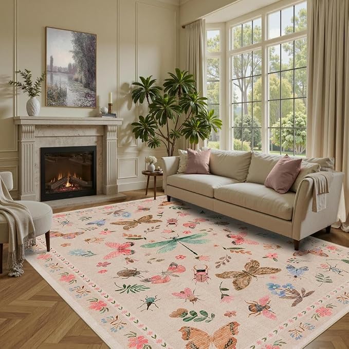 5x7 Pink Washable Area Rugs for Bedroom, Girls Room, Nursery Room, Living Room - Image 4