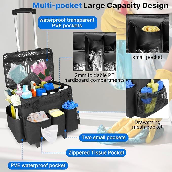 LIWSHWZ Rolling Cleaning Caddy Bag - Image 4