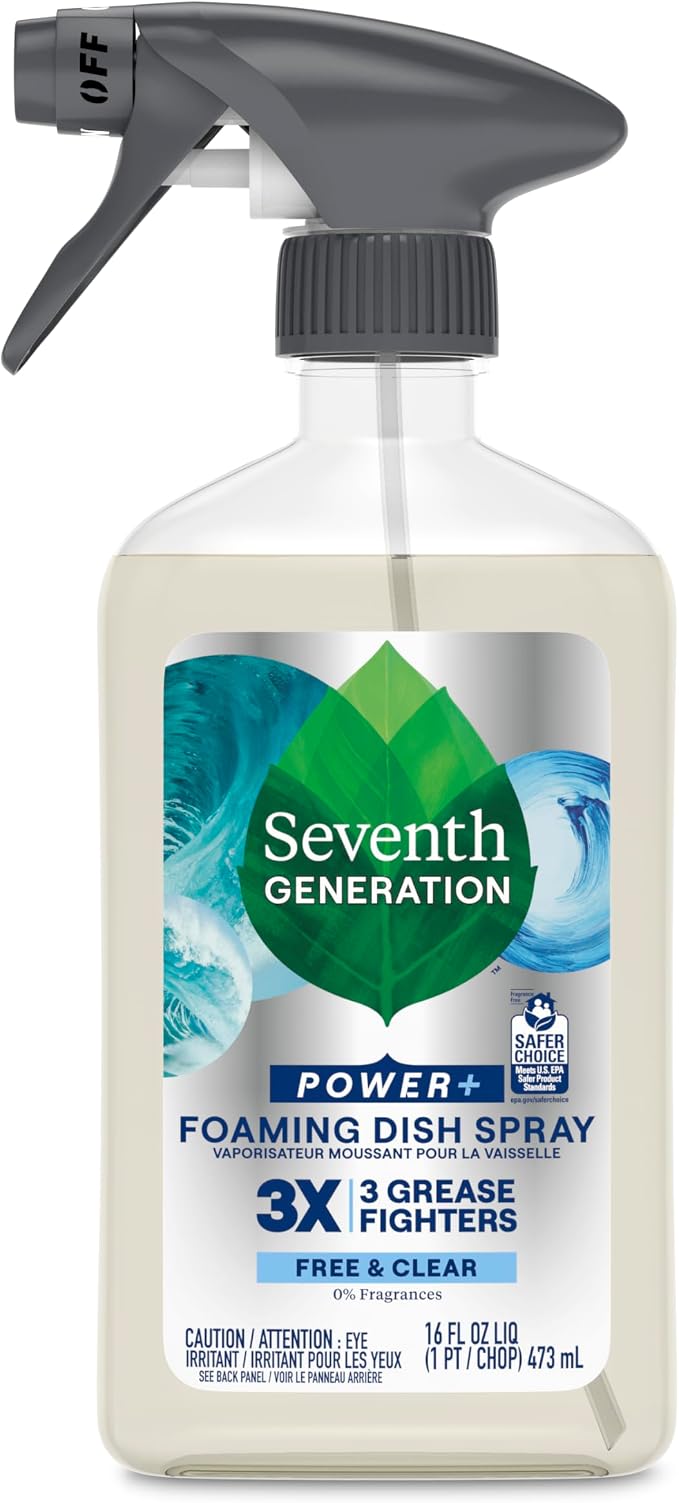 Seventh Generation Foaming Dish Spray, 3X Grease Fighters, Free & Clear by SeventhGeneration