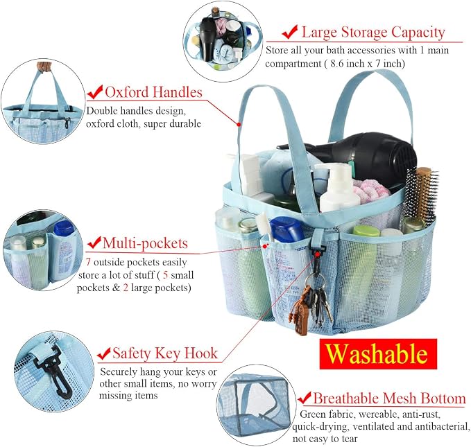 Haundry Mesh Shower Caddy Tote, Large Shower Caddy Bag - Image 3
