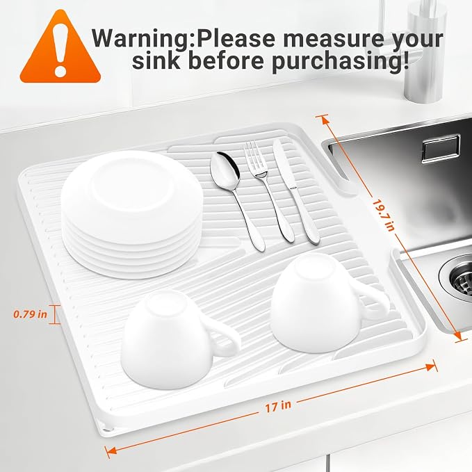 Silicone Dish Drying Mat for Kitchen Counter, Non-Slip Drain Pad, Dish Drying - Image 2