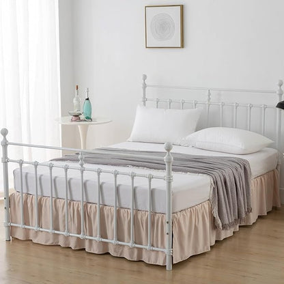 Bed Skirt, Full Size Ruffled Bed Skirt with Split Corners, 14 Inch Drop Dust Ruffle Bed Skirt with Platform, Full -14 Inch, Cream