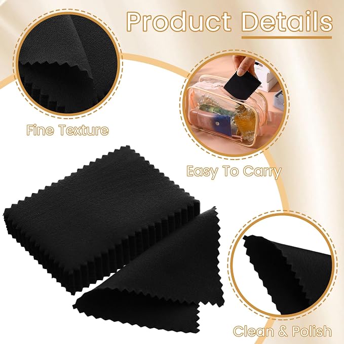 Tatuo 200 Pieces Jewelry Polishing Cloth 2.36 x 3.15 Inch Double-Sided - Image 3
